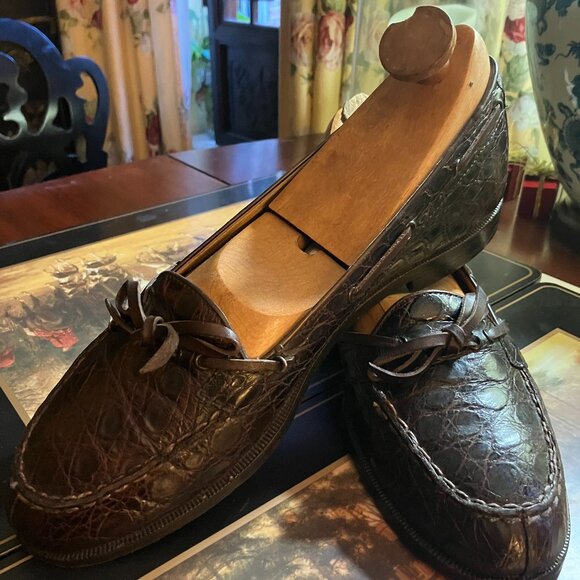 Ralph Lauren Mens Crocodile Loafers